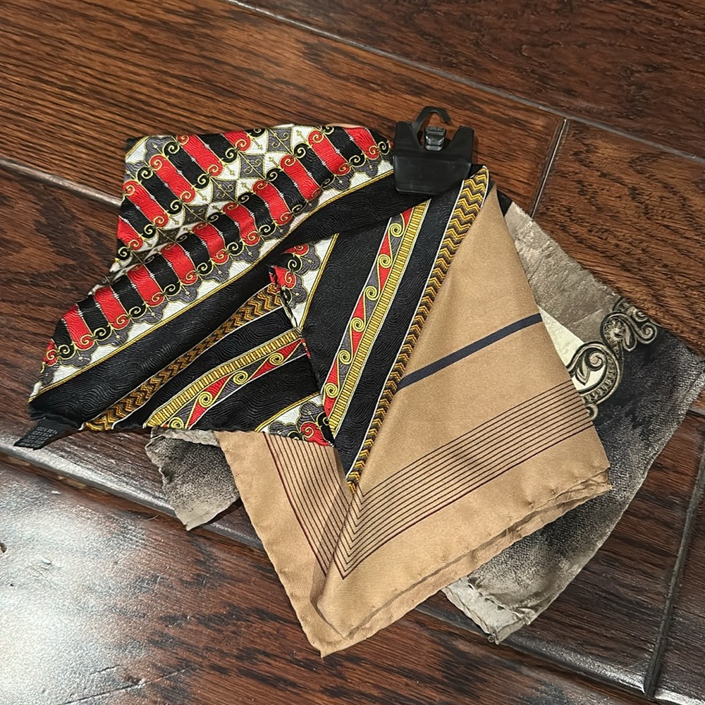 Multicolor Patterned Scarf 100% Silk - image 3